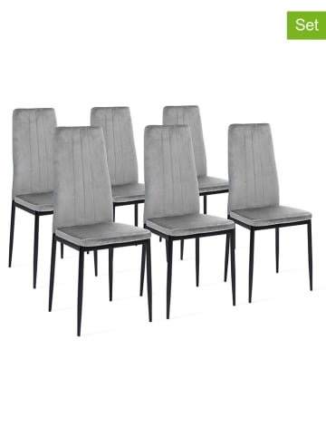 IDOMYA Factory 6-delige set: stoelen "Jade" lichtgrijs/zwart - (B)39 x (H)96 x (D)41,5 cm