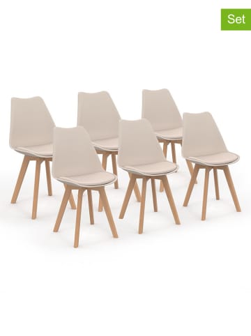 IDOMYA Factory 6er-Set: Esszimmerstühle "Nordia" in Beige - (B)46 x (H)79,5 x (T)51 cm