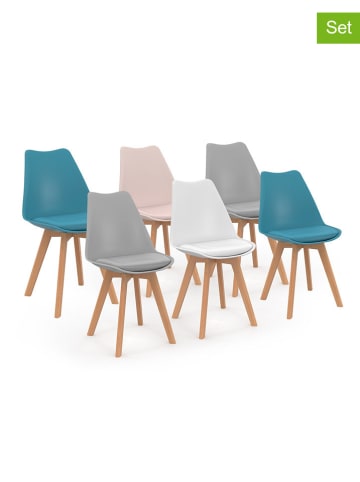 IDOMYA Factory 6er-Set: Esszimmerstühle "Nordia" in Bunt - (B)46 x (H)79,5 x (T)51 cm