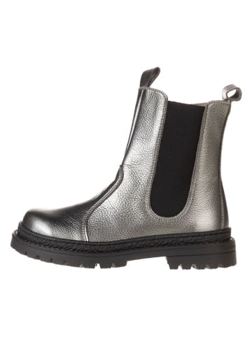 lamino Leren chelseaboots zilverkleurig