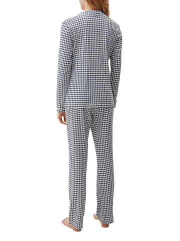 s.Oliver Pyjama in Dunkelblau/ Weiß