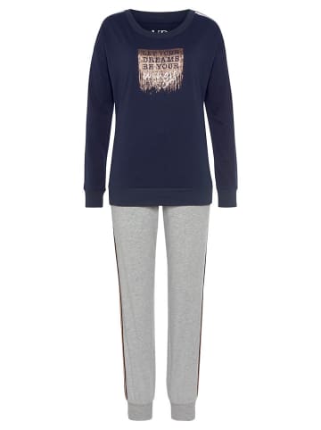 VIVANCE DREAMS Pyjama in Grau/ Dunkelblau