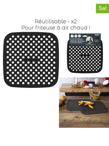 COOK CONCEPT 2-delige set: friteusematten zwart - (B)21 x (H)21 cm