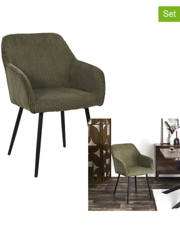 THE HOME DECO FACTORY Krzesła (2 szt.) w kolorze khaki - 55,5 x 82 x 61 cm