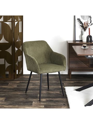 THE HOME DECO FACTORY 2er-Set: Esszimmerstühle in Khaki - (B)55,5 x (H)82 x (T)61 cm