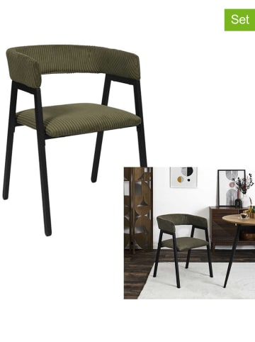 THE HOME DECO FACTORY Fotele (2 szt.) "Scott" w kolorze khaki - 51,5 x 71,5 x 50,5 cm