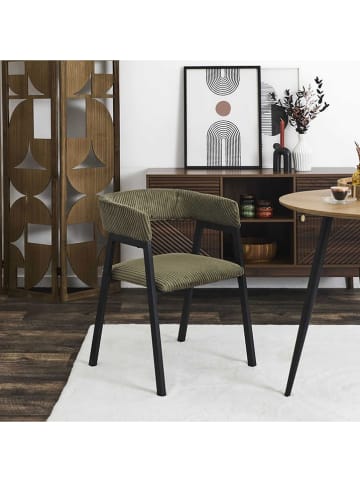 THE HOME DECO FACTORY 2-delige set: fauteuils "Scott" kaki - (B)51,5 x (H)71,5 x (D)50,5 cm