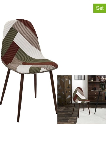 THE HOME DECO FACTORY 4-delige set: eetkamerstoelen beige/kaki/wit - (B)45 x (H)84,5 x (D)51,5 cm