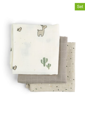 done by deer 3er-Set: Spucktücher "Lalee" in Creme/ Beige - (L)70 x (B)70 cm
