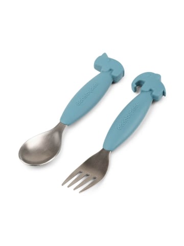 done by deer 2-delige bestekset "Deer" blauw - (L)14 cm