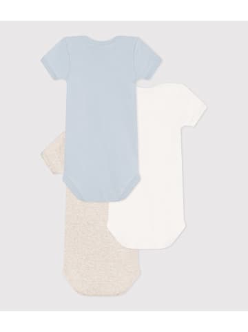PETIT BATEAU 3er-Set: Bodys in Hellblau/ Beige/ Weiß