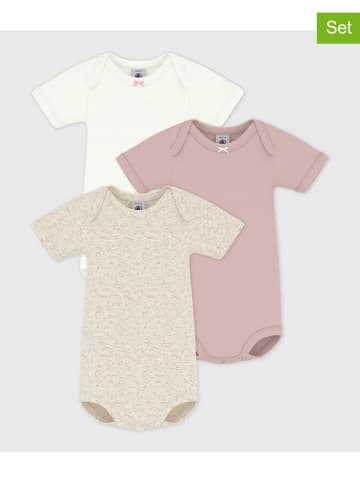 PETIT BATEAU 3er-Set: Bodys in Rosa/ Beige/ Weiß