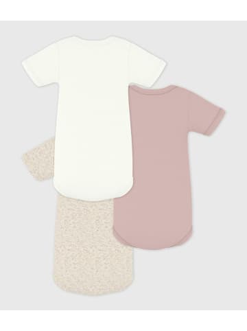 PETIT BATEAU 3er-Set: Bodys in Rosa/ Beige/ Weiß