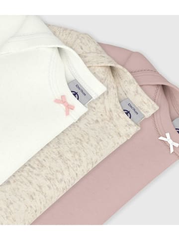 PETIT BATEAU 3er-Set: Bodys in Rosa/ Beige/ Weiß