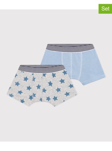 PETIT BATEAU 2er-Set: Boxershorts in Grau/ Hellblau