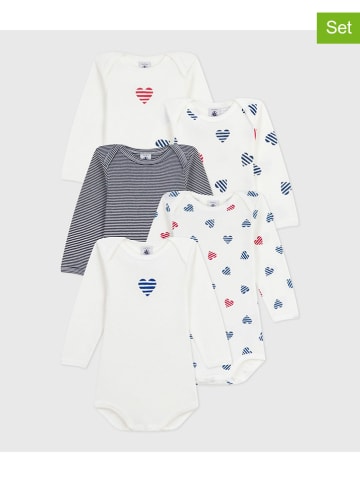 PETIT BATEAU 5-delige set: rompers donkerblauw/wit