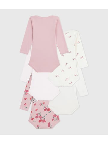PETIT BATEAU 5er-Set: Bodys in Weiß/ Rosa