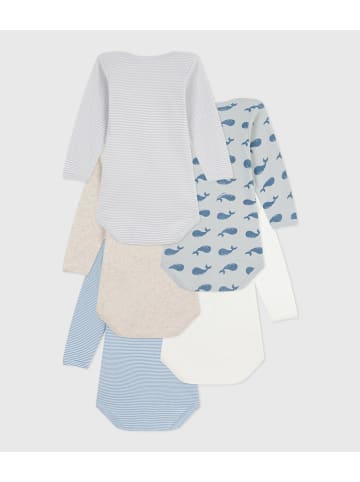 PETIT BATEAU 5er-Set: Bodys in Weiß/ Hellblau/ Beige