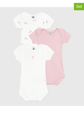 PETIT BATEAU 3er-Set: Bodys in Rosa/ Weiß