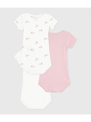 PETIT BATEAU 3er-Set: Bodys in Rosa/ Weiß