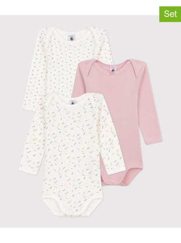 PETIT BATEAU 3er-Set: Bodys in Rosa/ Weiß