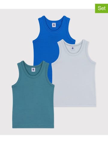 PETIT BATEAU 3-delige set: onderhemden lichtblauw/groen/blauw