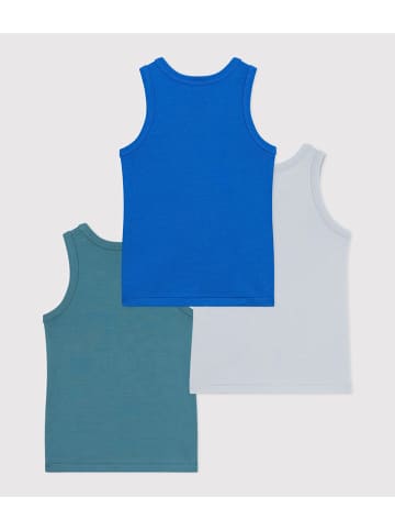 PETIT BATEAU 3er-Set: Unterhemden in Hellblau/ Grün/ Blau