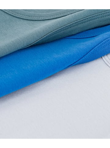 PETIT BATEAU 3er-Set: Unterhemden in Hellblau/ Grün/ Blau