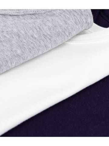 PETIT BATEAU 3-delige set: shirts zwart/wit/grijs