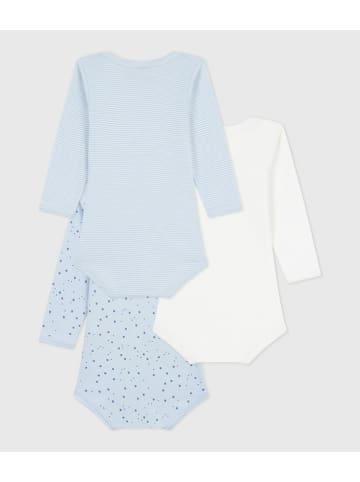 PETIT BATEAU 3er-Set: Bodys in Hellblau/ Weiß