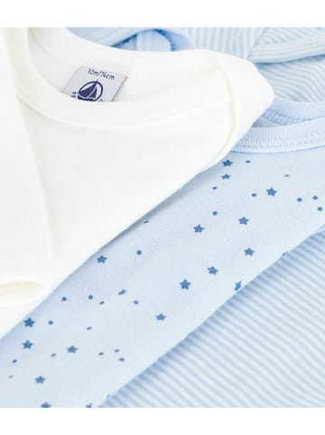 PETIT BATEAU 3er-Set: Bodys in Hellblau/ Weiß