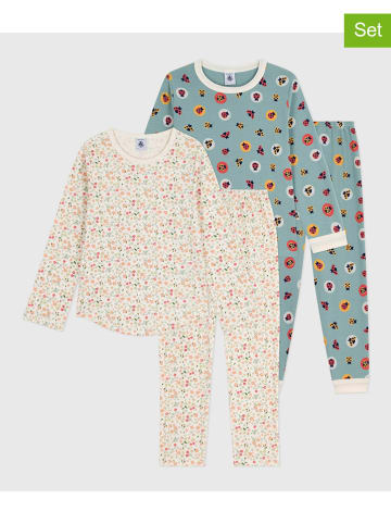 PETIT BATEAU 2-delige set: pyjama's crème/groen