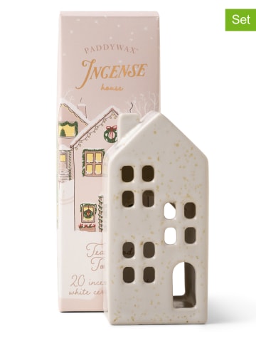 Paddywax 2tlg. Räucher- & Teelichthalter-Set ''White House - Teakwood Tobacco'' in Creme