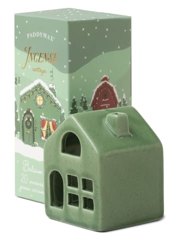 Paddywax 2tlg. Räucher- & Teelichthalter-Set ''Green Cottage - Balsam & Fir'' in Grün