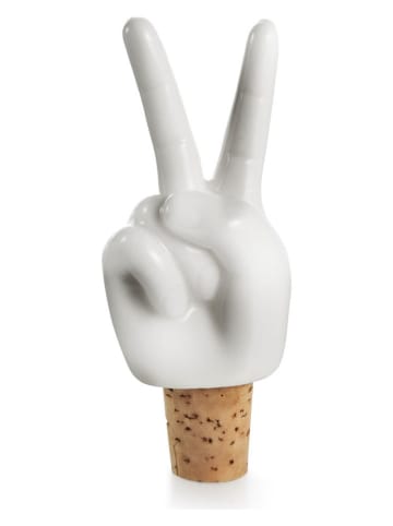Donkey Zatyczka "Peace" w kolorze białym do butelki - 4 x 10 x 3 cm