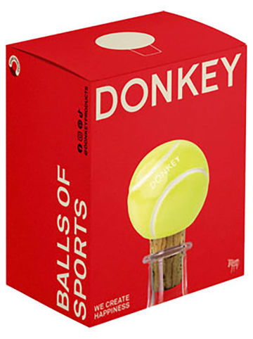 Donkey Zatyczka "Tennis" w kolorze żółtym do butelki - 4,5 x 6,5 x 4,5 cm
