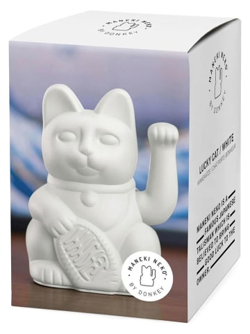 Donkey Decofiguur "Lucky Cat" wit - (B)10,5 x (H)15 x (D)8,5 cm