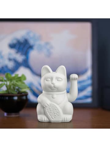 Donkey Decofiguur "Lucky Cat" wit - (B)10,5 x (H)15 x (D)8,5 cm