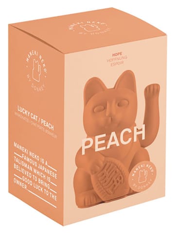 Donkey Decofiguur "Lucky Cat" abrikooskleurig - (B)10,5 x (H)15 x (D)8,5 cm