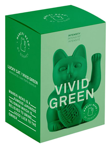 Donkey Decofiguur "Lucky Cat" groen - (B)10,5 x (H)15 x (D)8,5 cm