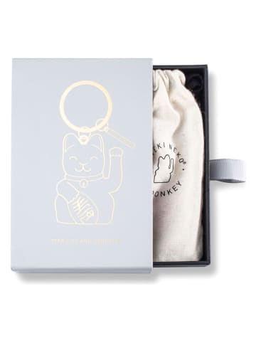 Donkey Sleutelhanger "Lucky Cat" grijs - (L)8,5 cm