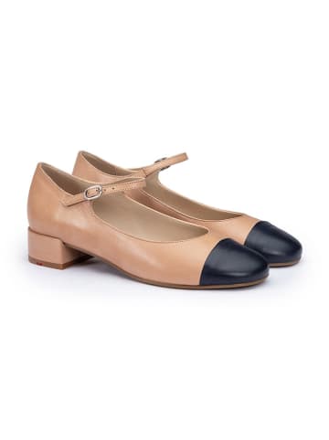 LLOYD Leder-Ballerinas in Beige/ Dunkelblau