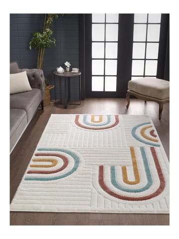 Conceptum Hypnose Hochflor-Teppich in Creme/ Gelb/ Hellblau