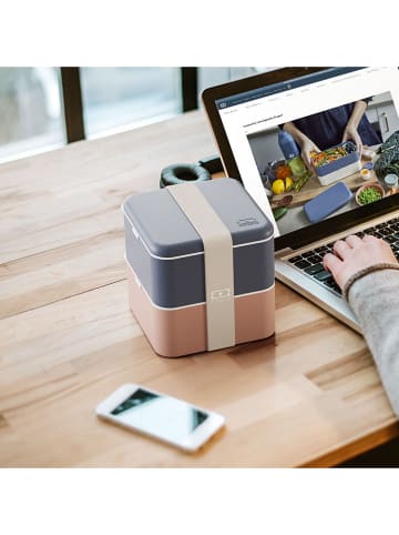 Monbento Lunchbox "Square" blauw/lichtroze - 1,7 l
