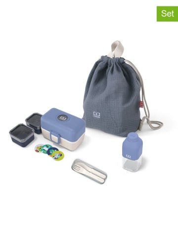 Monbento 7-delige lunchset "Tresor" blauw/crème
