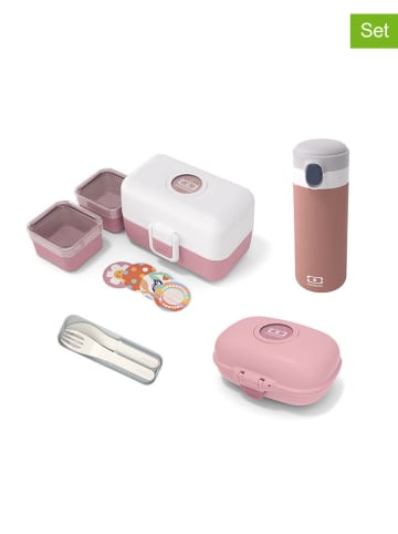 Monbento 7-delige lunchset "Tresor" lichtroze/wit