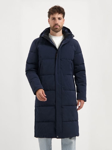 TRAVELIN' Doorgestikte mantel "Kalmar" donkerblauw