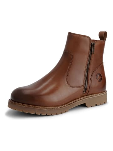 TRAVELIN' Leder-Ankle-Boots "Karup" in Hellbraun
