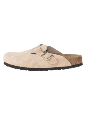 Birkenstock Skórzane chodaki "Boston" w kolorze beżowym