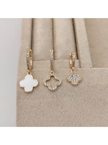 Nakkash Pozłacane kolczyki-kreole (3 szt.) z cyrkoniami i masą perłową